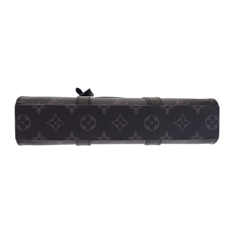 路易威登 LOUIS VUITTON Sac Plat Cross M46098 兩用包 皮革 Monogram Eclipse 黑色 銀色五金 男士【二手】【A級】