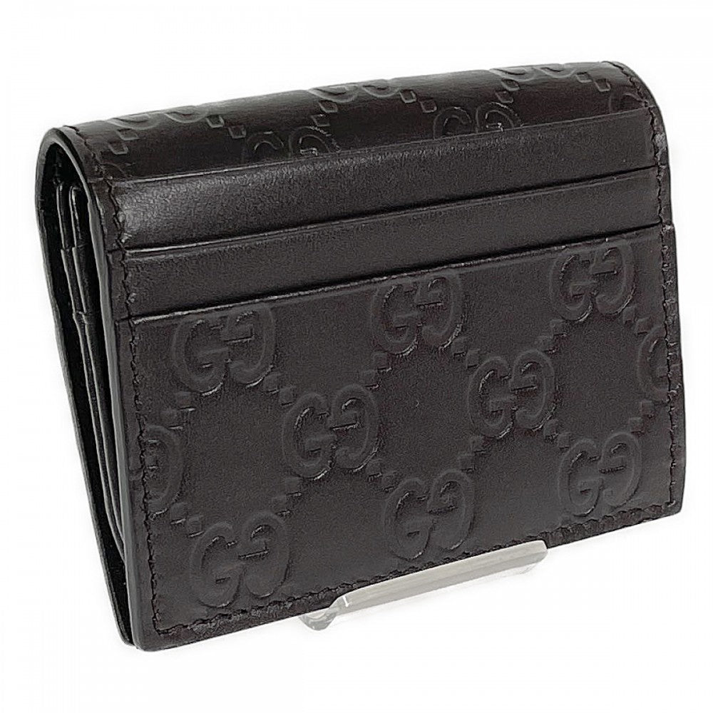 グッチ GUCCI グッチシマ 386862 カードケース レザー ブラウン メンズ レディース【中古】【Aランク】