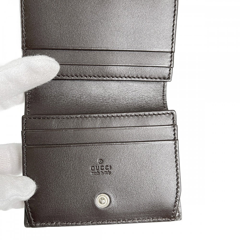 グッチ GUCCI グッチシマ 386862 カードケース レザー ブラウン メンズ レディース【中古】【Aランク】