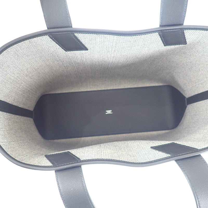 エルメス HERMES H アン ビエ GM トートバッグ トワルアッシュ レザー ブラック レディース【中古】【SAランク】