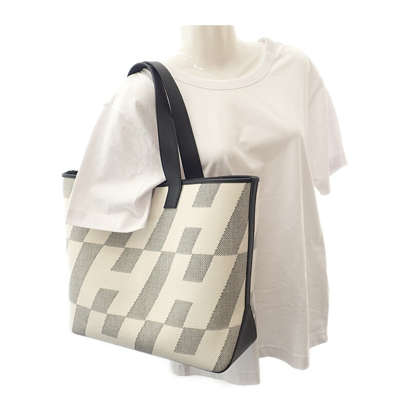 エルメス HERMES H アン ビエ GM トートバッグ トワルアッシュ レザー ブラック レディース【中古】【SAランク】