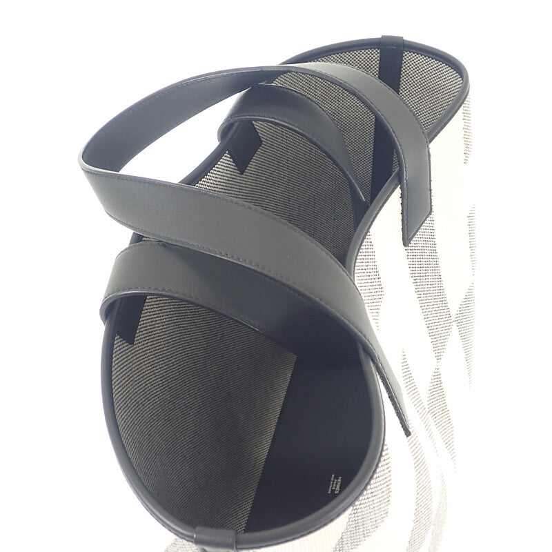 エルメス HERMES H アン ビエ GM トートバッグ トワルアッシュ レザー ブラック レディース【中古】【SAランク】