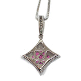 【中古】 K18WG デザインジュエリー ミステリーセッティング ネックレス K18ホワイトゴールド ルビー ダイヤモンド レディース【Aランク】