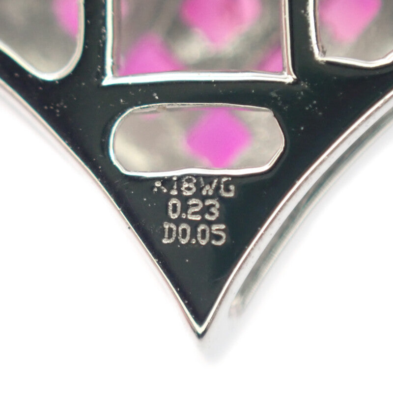 【中古】 K18WG デザインジュエリー ミステリーセッティング ネックレス K18ホワイトゴールド ルビー ダイヤモンド レディース【Aランク】