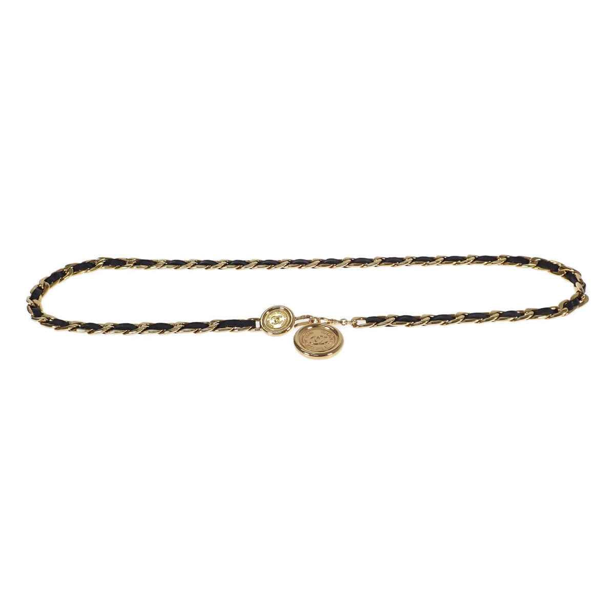 シャネル CHANEL ココマーク チェーン 94A 94A刻印 ベルト GP ゴールド ブラック レディース【中古】【Aランク】