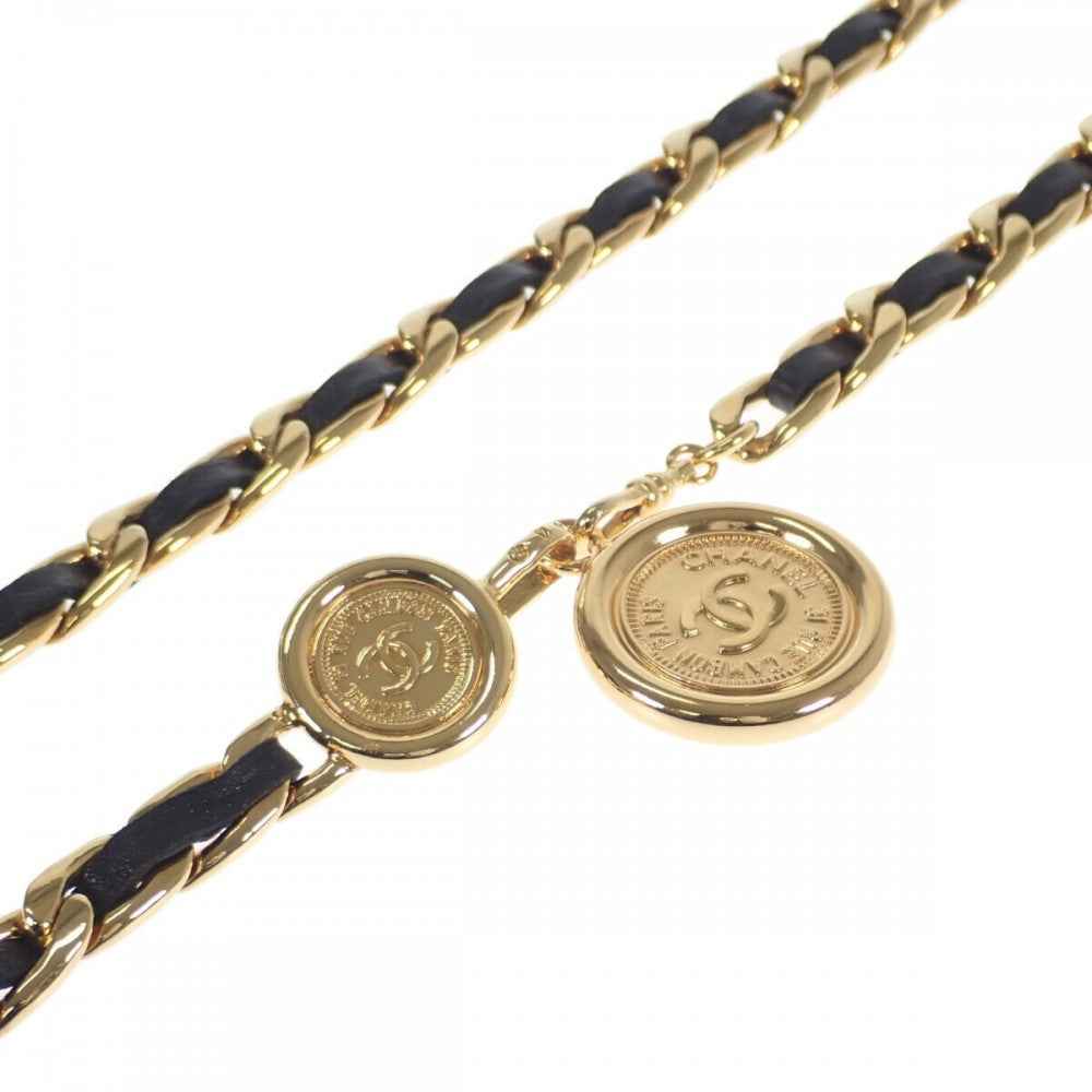 シャネル CHANEL ココマーク チェーン ベルト GP ゴールド ブラック サイズ87cm【中古】【Aランク】