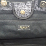 シャネル CHANEL ドーヴィルGM ラージ A66941 2WAYバッグ ショルダーバッグ ラフィア レザー ネイビー ゴールド金具 レディース【中古】【Aランク】