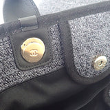 シャネル CHANEL ドーヴィルGM ラージ A66941 2WAYバッグ ショルダーバッグ ラフィア レザー ネイビー ゴールド金具 レディース【中古】【Aランク】