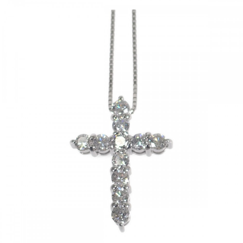 クロス デザイン ジュエリー ネックレス K18ホワイトゴールド ダイヤモンド レディース【中古】【Aランク】