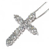 【中古】 クロス デザイン ジュエリー ネックレス K18ホワイトゴールド ダイヤモンド レディース【Aランク】