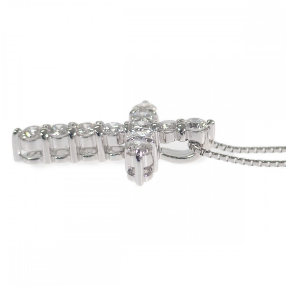 クロス デザイン ジュエリー ネックレス K18ホワイトゴールド ダイヤモンド レディース【中古】【Aランク】