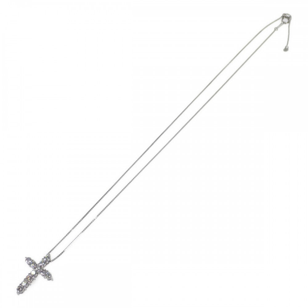 【中古】 クロス デザイン ジュエリー ネックレス K18ホワイトゴールド ダイヤモンド レディース【Aランク】