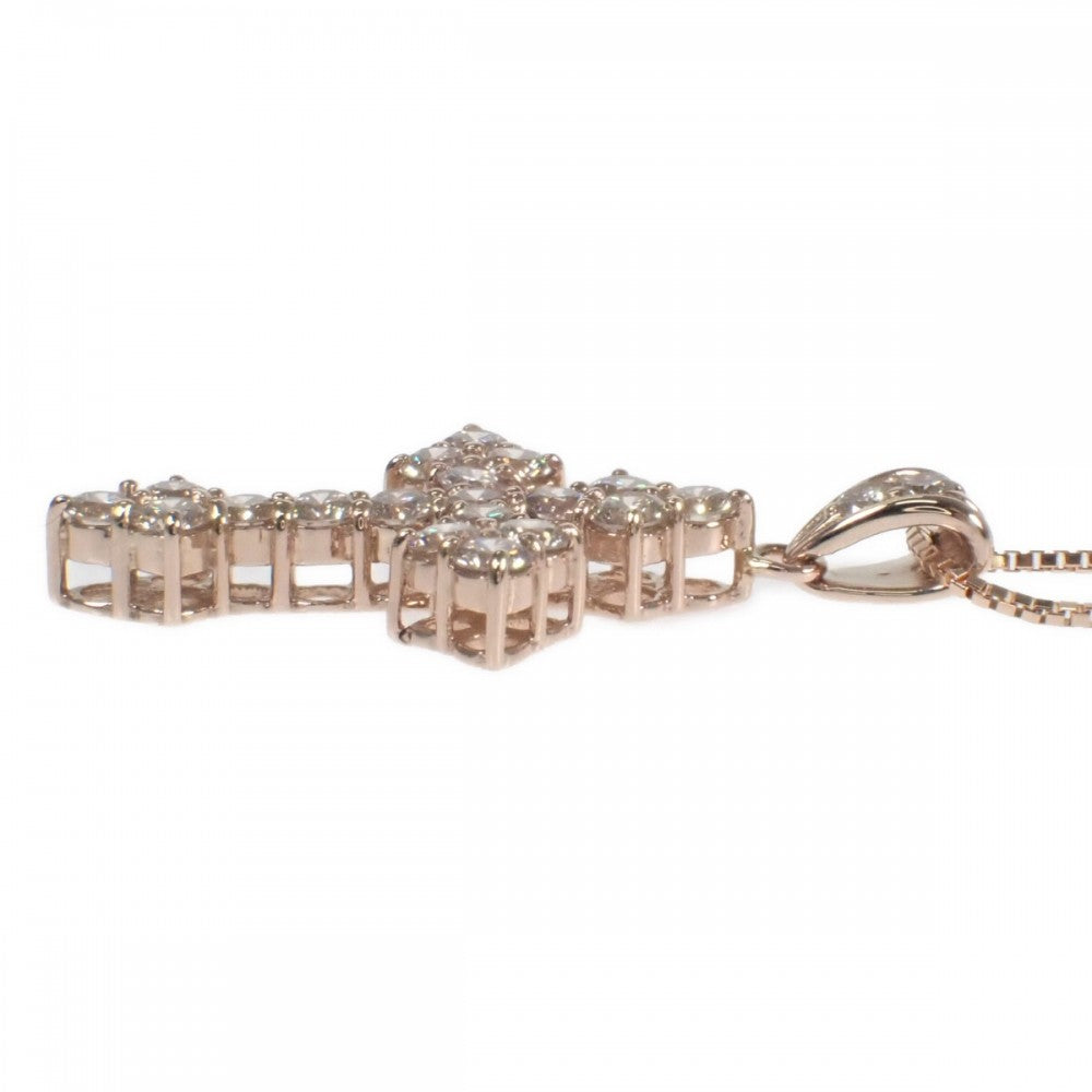 クロス デザイン ジュエリー ネックレス K18ピンクゴールド ダイヤモンド レディース【中古】【Aランク】