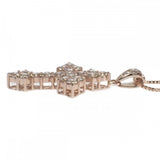 【中古】 クロス デザイン ジュエリー ネックレス K18ピンクゴールド ダイヤモンド レディース【Aランク】