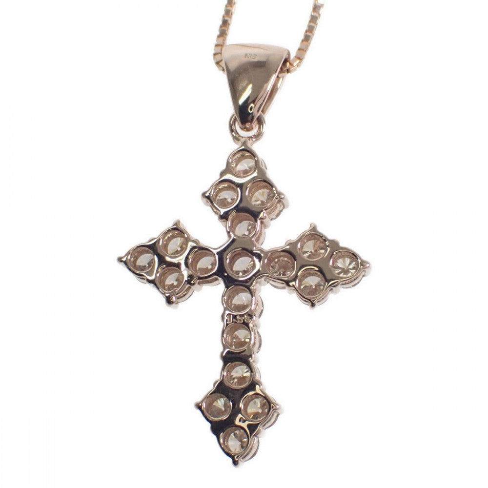 クロス デザイン ジュエリー ネックレス K18ピンクゴールド ダイヤモンド レディース【中古】【Aランク】