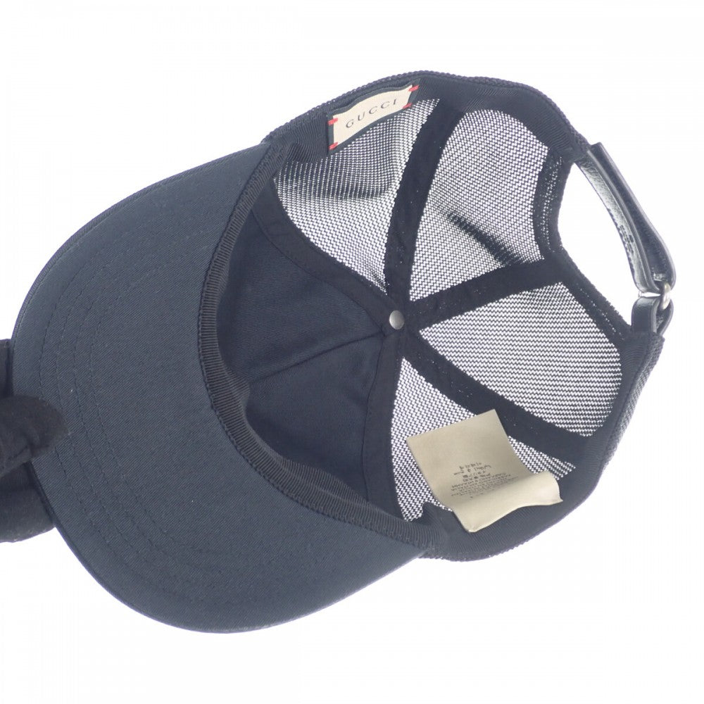 グッチ GUCCI パッチ付きベースボール 701324 4HAOY 1060 キャップ コットン ブラック メンズ レディース【中古】【Aランク】