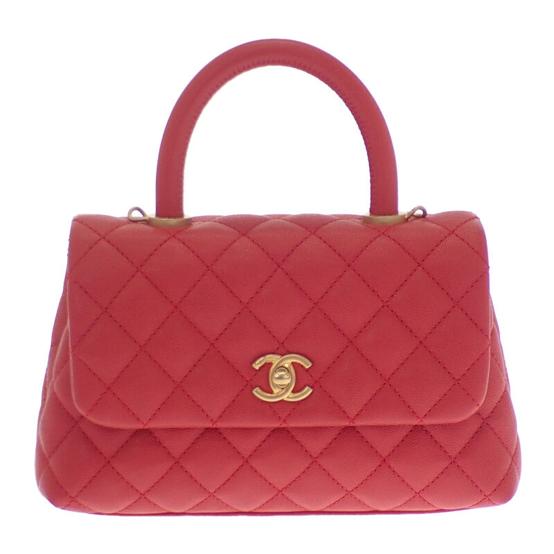 シャネル CHANEL ココハンドルXS A92990 ショルダーバッグ キャビアスキン レッド ゴールド金具 レディース【中古】【ABランク】