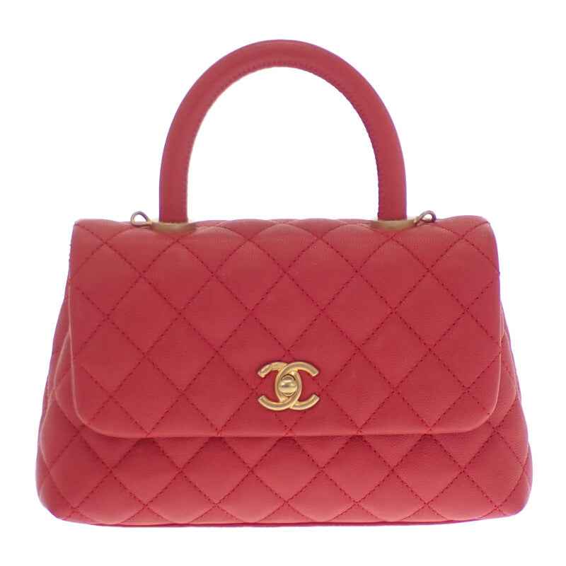 シャネル CHANEL ココハンドルXS A92990 ショルダーバッグ キャビアスキン レッド ゴールド金具 レディース【中古】【ABランク】