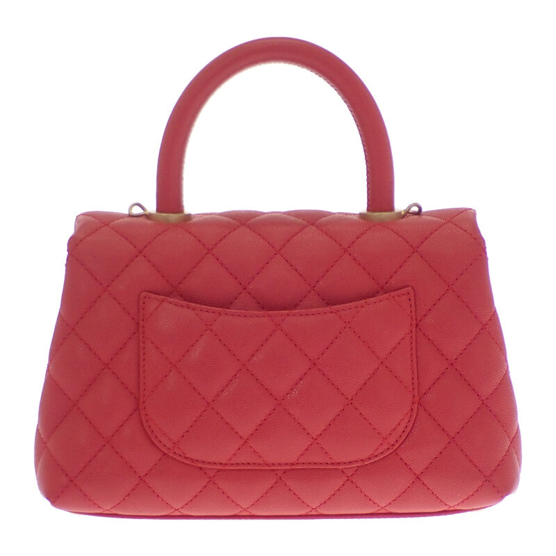シャネル CHANEL ココハンドルXS A92990 ショルダーバッグ キャビアスキン レッド ゴールド金具 レディース【中古】【ABランク】