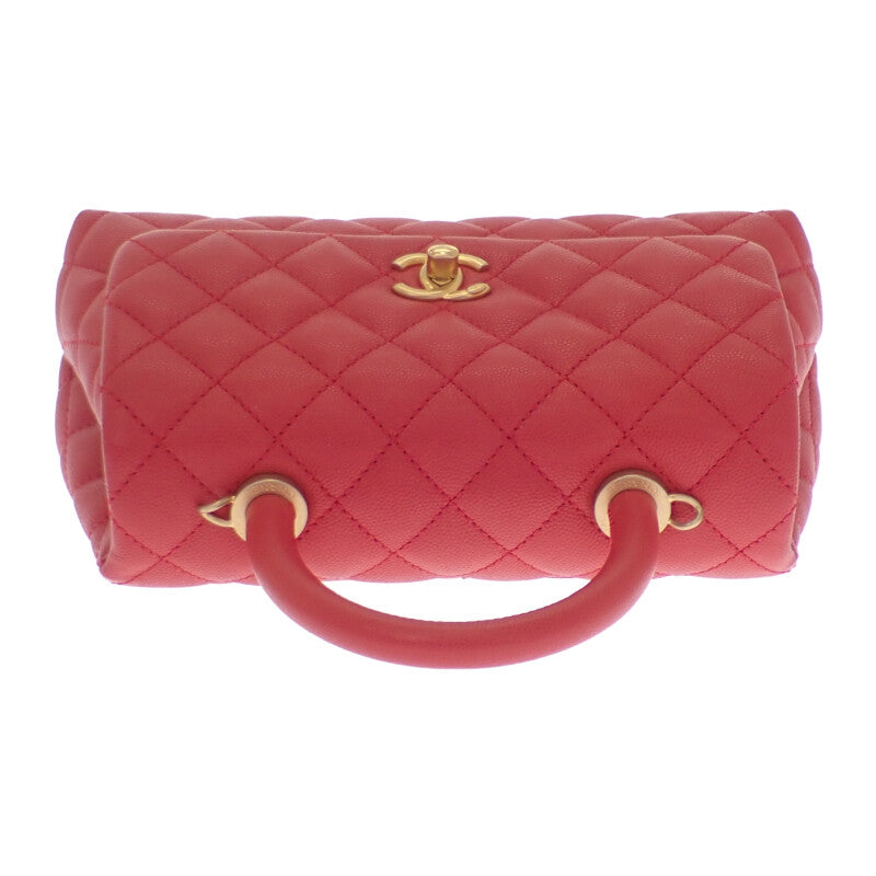 香奈兒 CHANEL Coco Handle XS A92990 肩背包 魚子醬皮革 紅色 金色金屬配件 女士【二手】【AB級品】