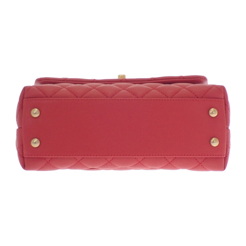 シャネル CHANEL ココハンドルXS A92990 ショルダーバッグ キャビアスキン レッド ゴールド金具 レディース【中古】【ABランク】