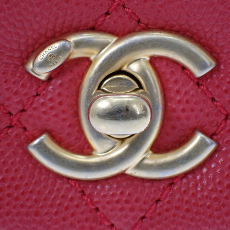 香奈兒 CHANEL Coco Handle XS A92990 肩背包 魚子醬皮革 紅色 金色金屬配件 女士【二手】【AB級品】