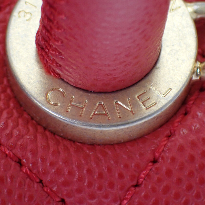 香奈兒 CHANEL Coco Handle XS A92990 肩背包 魚子醬皮革 紅色 金色金屬配件 女士【二手】【AB級品】