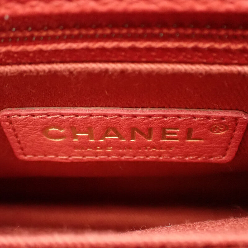 香奈兒 CHANEL Coco Handle XS A92990 肩背包 魚子醬皮革 紅色 金色金屬配件 女士【二手】【AB級品】