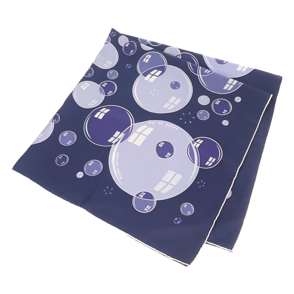 エルメス HERMES カレ90 bal de bulles シャボン玉 スカーフ シルク ネイビー レディース【中古】【Aランク】