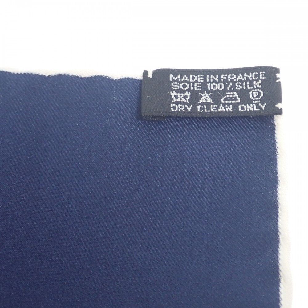 エルメス HERMES カレ90 bal de bulles シャボン玉 スカーフ シルク ネイビー レディース【中古】【Aランク】