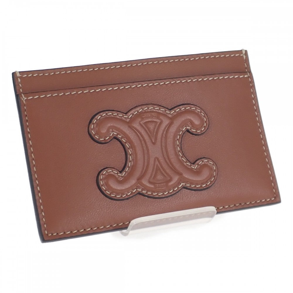 セリーヌ CELINE カードホルダー 10B703EMJ.04LU カードケース ラムスキン ブラウン タン レディース【中古】【Sランク】