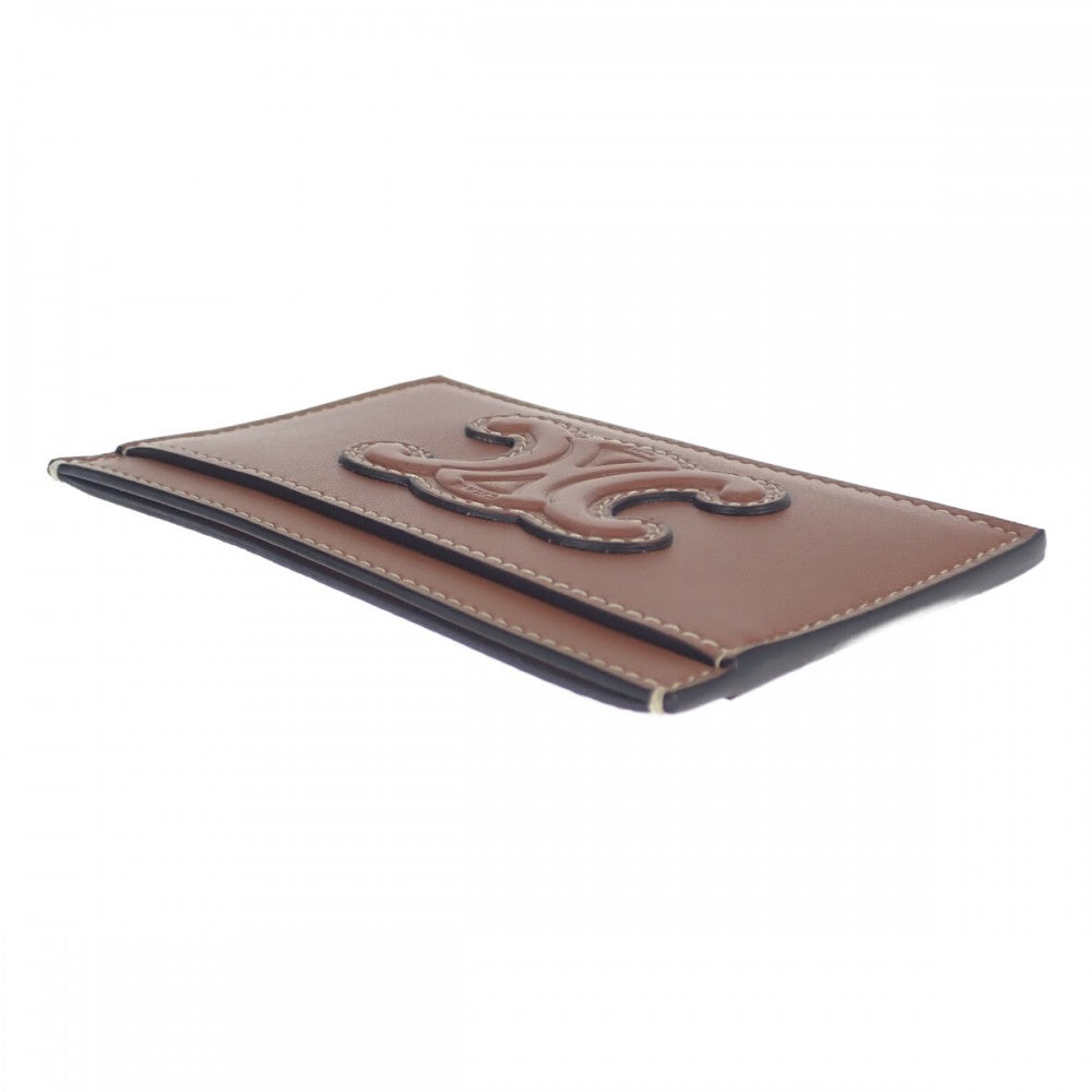 セリーヌ CELINE カードホルダー 10B703EMJ.04LU カードケース ラムスキン ブラウン タン レディース【中古】【Sランク】