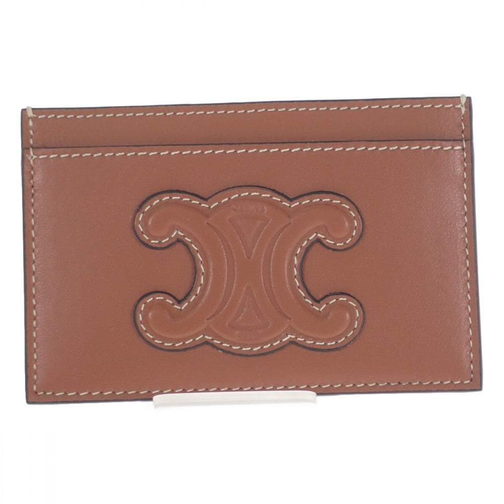 セリーヌ CELINE カードホルダー 10B703EMJ.04LU カードケース ラムスキン タン レディース【中古】【Sランク】