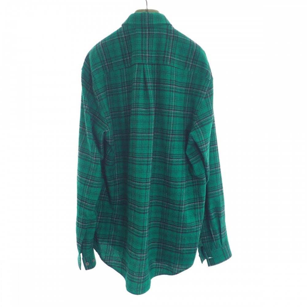 グッチ GUCCI チェックシャツ ロッキングホース 44 672701 ZAIB8 3768 長袖Tシャツ ウール グリーン メンズ【中古】【Aランク】