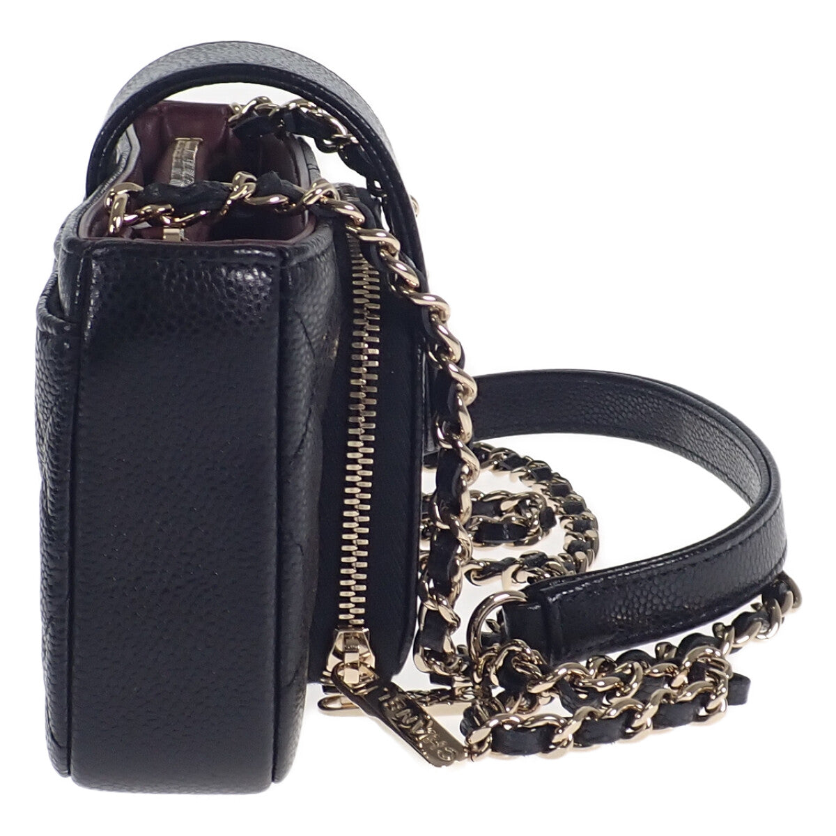 シャネル CHANEL スマートフォン ホルダー スマホ AP2916_B05052_94305 ショルダーバッグ キャビアスキン ブラック ゴールド金具 レディース【中古】【Sランク】