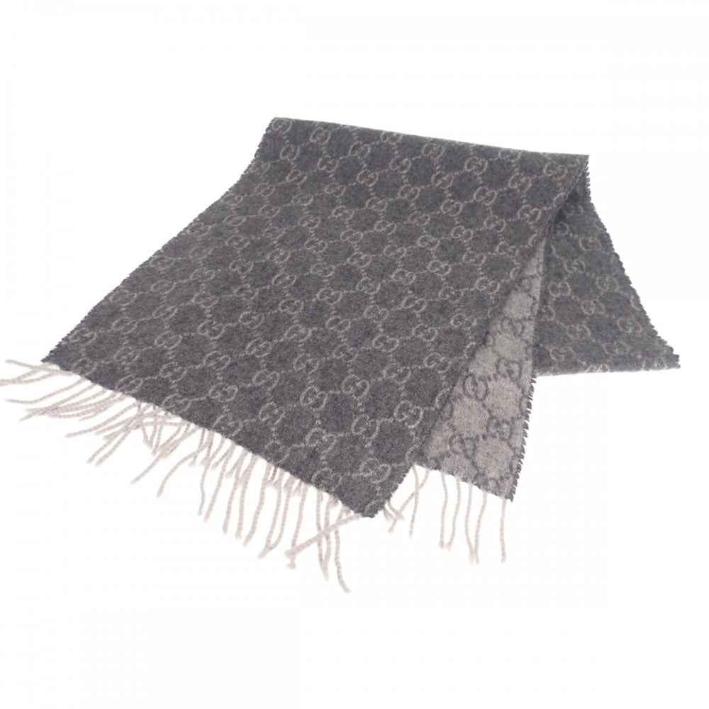 グッチ GUCCI GG柄 マフラー カシミヤ グレー メンズ レディース【中古 