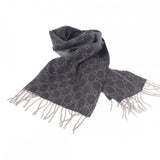 グッチ GUCCI GG柄 マフラー カシミヤ グレー メンズ レディース【中古】【ABランク】