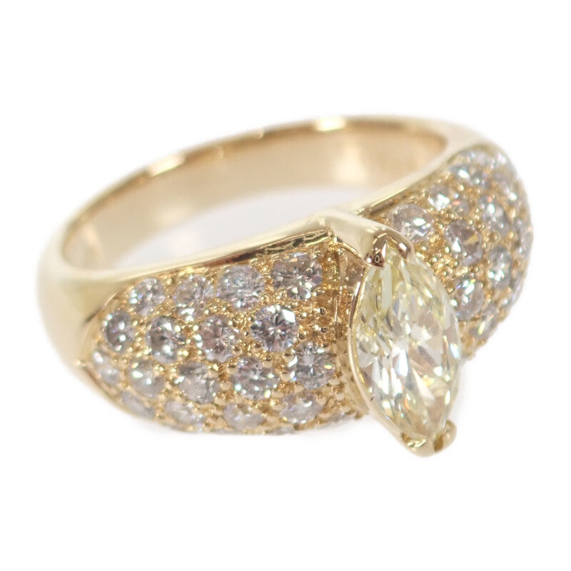 デザイン ジュエリー マーキスカット リング K18イエローゴールド 13号 ダイヤモンド ダイヤモンド レディース【中古】【Aランク】