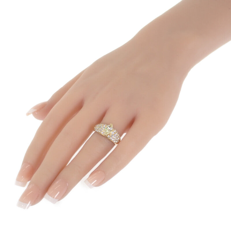 デザイン ジュエリー マーキスカット リング K18イエローゴールド 13号 ダイヤモンド ダイヤモンド レディース【中古】【Aランク】