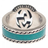 グッチ GUCCI インターロッキングG 645572_J8410_8136 リング シルバー925 ターコイズエナメル レディース【中古】【ABランク】