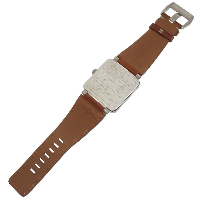 ベル&ロス Bell&Ross ゴールデンヘリテージ BR03-92GOLDENHERI-CA 腕時計 ステンレススチール レザー ブラック ブラウン 自動巻き ブラック文字盤 シルバー金具 メンズ【中古】【Aランク】