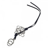 ロエベ LOEWE アナグラム チャーム キーホルダー カーフ パラジウム ブラック レディース【中古】【ABランク】