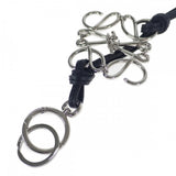 ロエベ LOEWE アナグラム チャーム キーホルダー カーフ パラジウム ブラック レディース【中古】【ABランク】