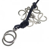 ロエベ LOEWE アナグラム チャーム キーホルダー カーフ パラジウム ブラック レディース【中古】【ABランク】