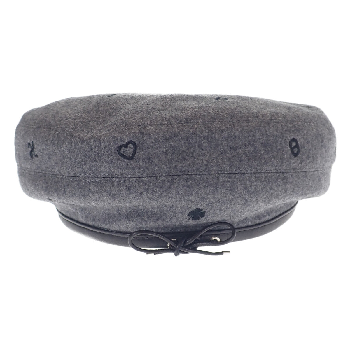 エルメス HERMES サントノーレチャーム 58 H212010N_GF58 ベレー帽 カシミヤ レザー CHARBON グレー レディース【中古】【Sランク】