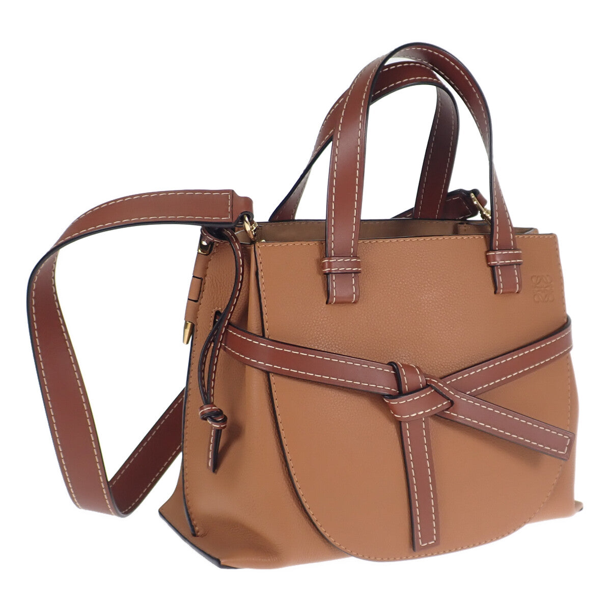 ロエベ LOEWE ゲートトップハンドルバッグS 321.12.U61 2WAYバッグ ハンドバッグ カーフ ライトキャラメル ピーカンカラー レディース【中古】【Aランク】