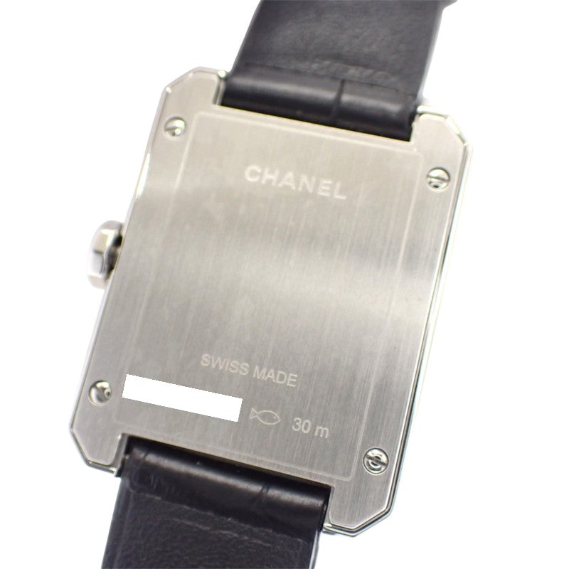 シャネル CHANEL ボーイフレンド H4883 腕時計 ダイヤモンド ステンレススチール レザー クオーツ ブラック文字盤 レディース【中古】【Aランク】