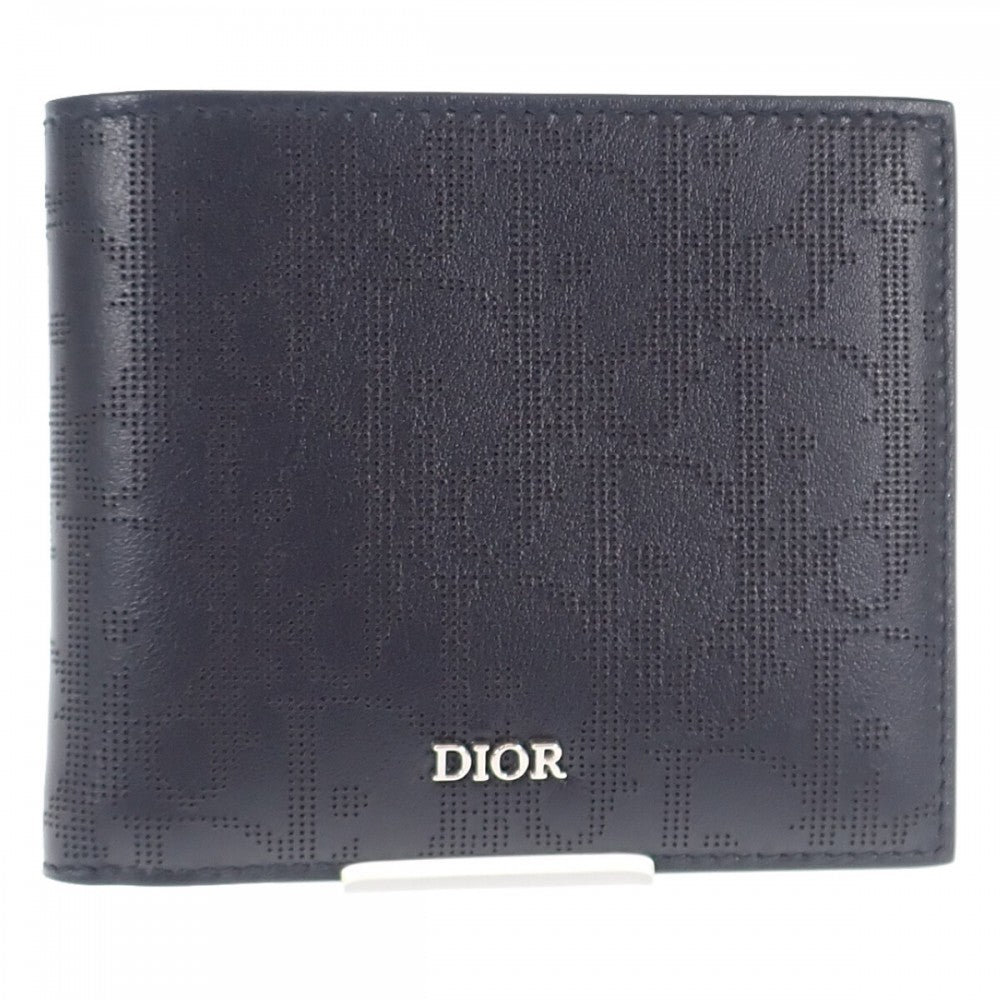 ディオール Dior コインケース付きウォレット 2ESBC027VPD_H03E 二つ折り財布 カーフ ブラック メンズ【中古】【SAランク】