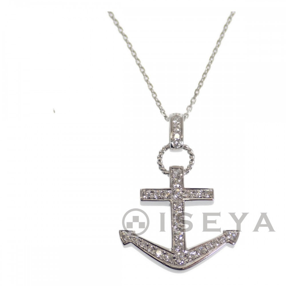 デザイン ジュエリー アンカー 錨 ネックレス K18ホワイトゴールド ダイヤモンド レディース【中古】【Aランク】