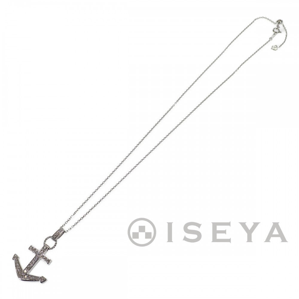 【中古】 デザイン ジュエリー アンカー 錨 ネックレス K18ホワイトゴールド ダイヤモンド レディース【Aランク】